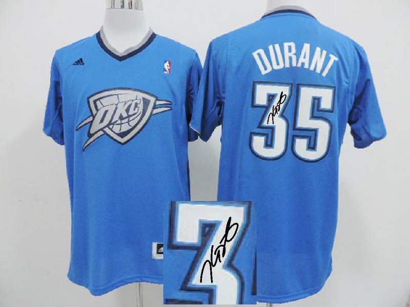 NBA Signed Oklahoma City Thunder 35 Kevin Durant Autographed 2013 Christmas Day Fashion Swingman Jersey